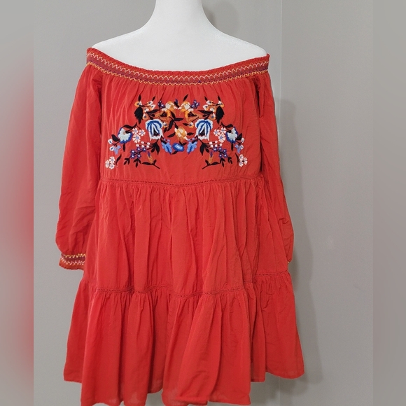 🤩Host Pick❤️FREE PEOPLE Boho Sunbeams Mini Dress w/Embroidery Women's Size XS - Picture 8 of 11